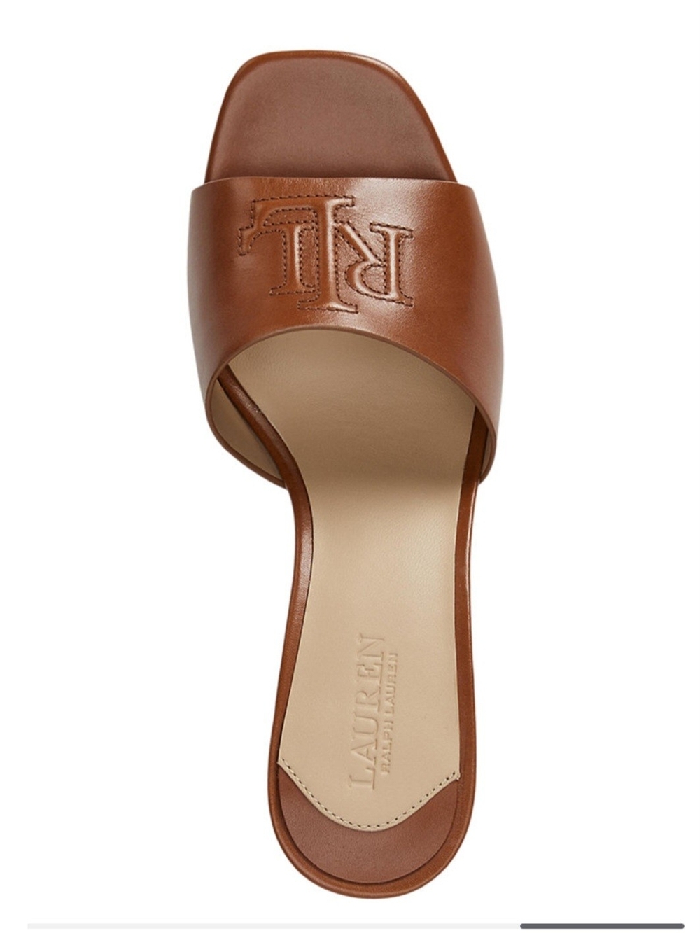 Ralph Lauren Cognac Everly Leather Logo Sandal NIB - Picture 4 of 4